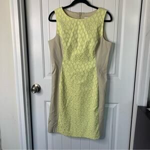 Badgley Mischka Belle leopard jacquard color‎ block sheath dress size 14